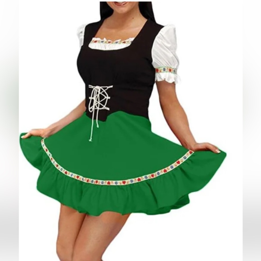 Bavarian Style Octoberfest Green and Black Women's Dress